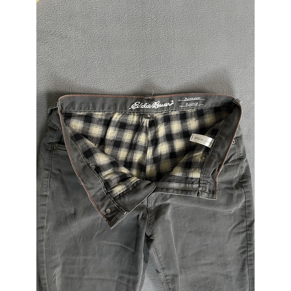 Eddie Bauer Jeans Womens 6 Gray Boyfriend Relaxed High Rise Flannel Lined Denim